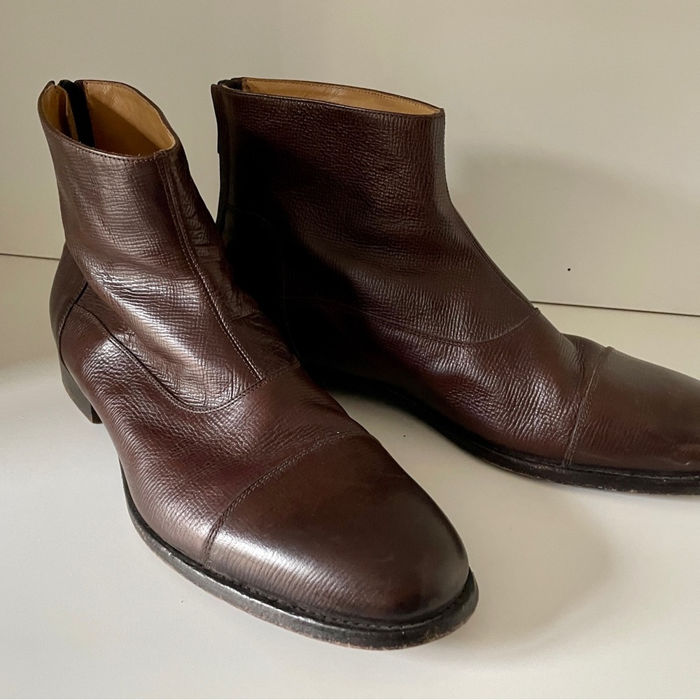 Doucal’s Men’s Back Zip Ankle Boots Size 44 Italian Handmade